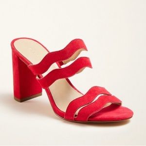 Ann Taylor Wavy Red Strap Heels Size 7.5